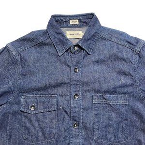 Taylor Stitch Shirt Mens 38 Blue Denim Selvedge Button Up Heavy Work Wear
